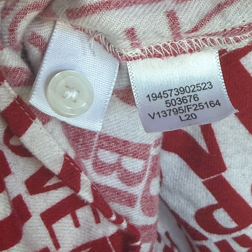 Lands' End Long Sleeve Flannel Christmas Pajama Top Button-Up - Picture 5 of 5